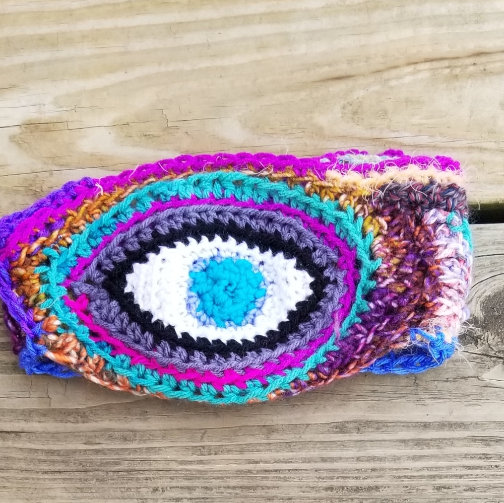 Crochet Art Eye Earwarmer Headband Handmade